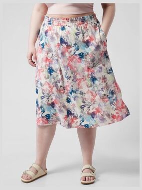 Athleta Savannah Floral Watercolor Midi Skirt 2X
